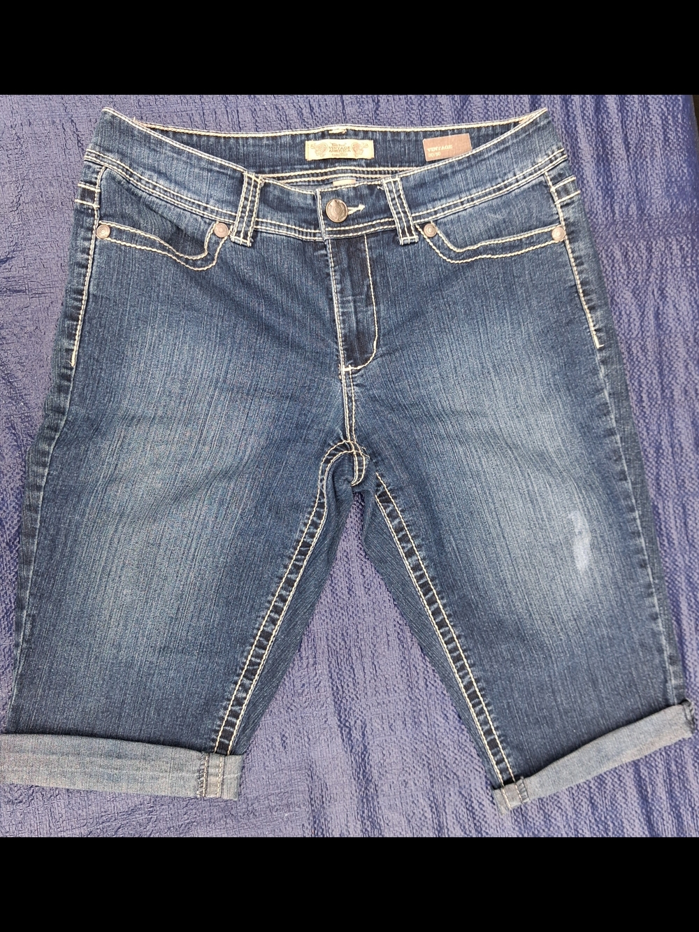 Boyfriend Bermuda Jeans Shorts in Dark Blue Denim Size 10 Woman's